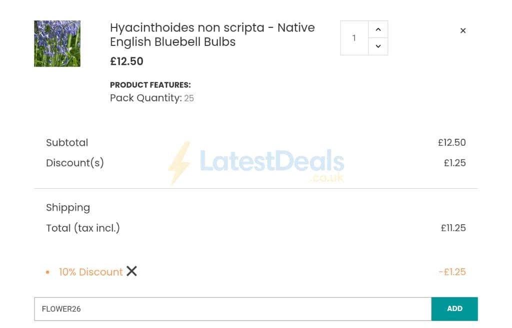 Screenshot of the Boston Bulbs discount code working