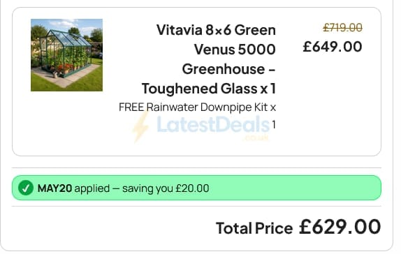 Screenshot of the Greenhouse Stores discount code working