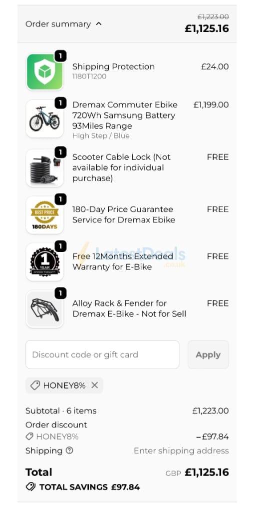 Screenshot of the iSinwheel discount code working