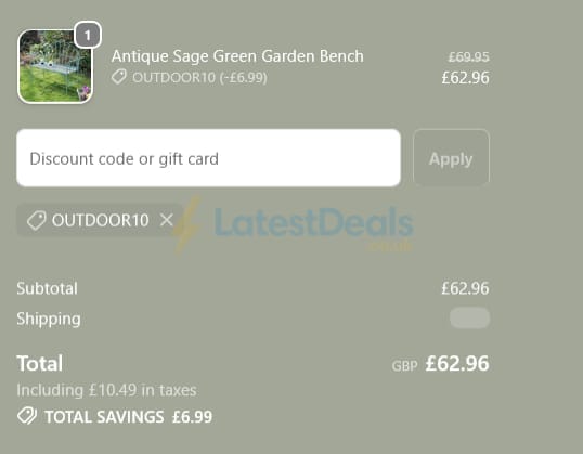 Screenshot of the Melody Maison discount code working