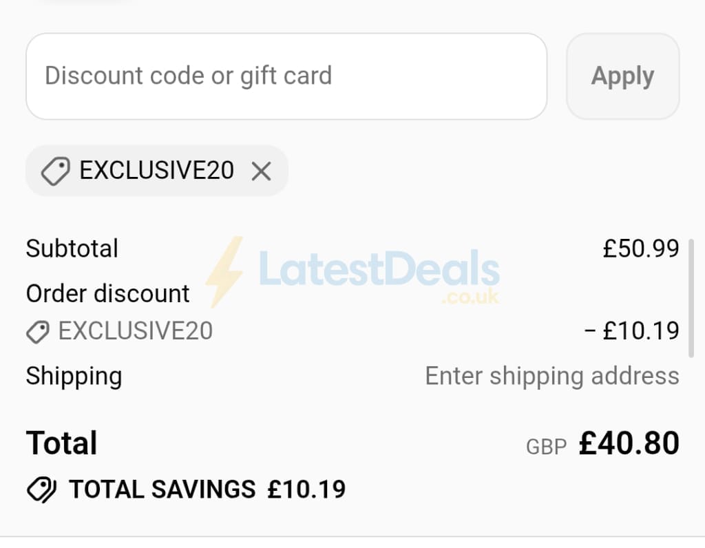 Screenshot of the Yorkshire Bedding discount code working