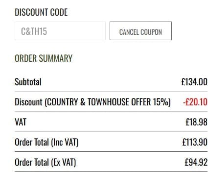 Screenshot of the Real Flowers discount code working