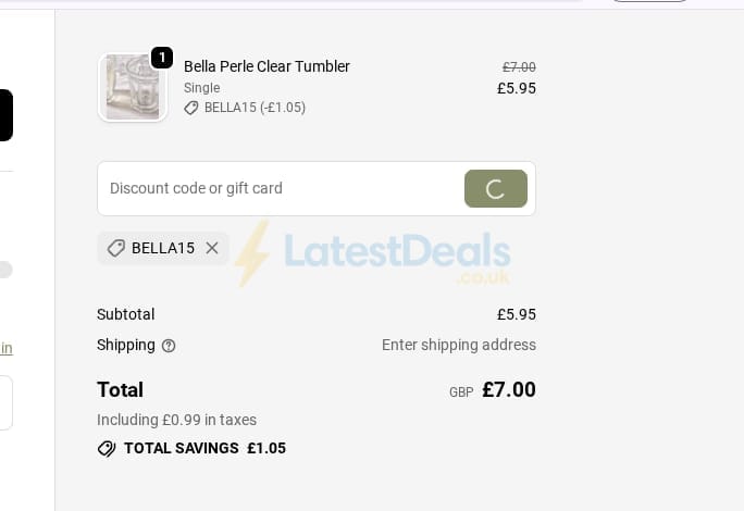 Screenshot of the Dibor discount code working