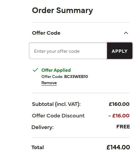 Screenshot of the Bonmarche discount code working
