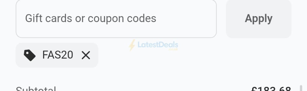 Screenshot of the Soufeel discount code working