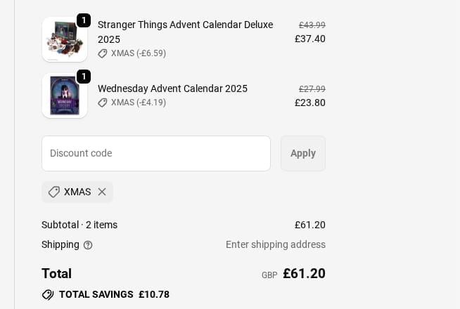 Screenshot of the Pop In A Box discount code working