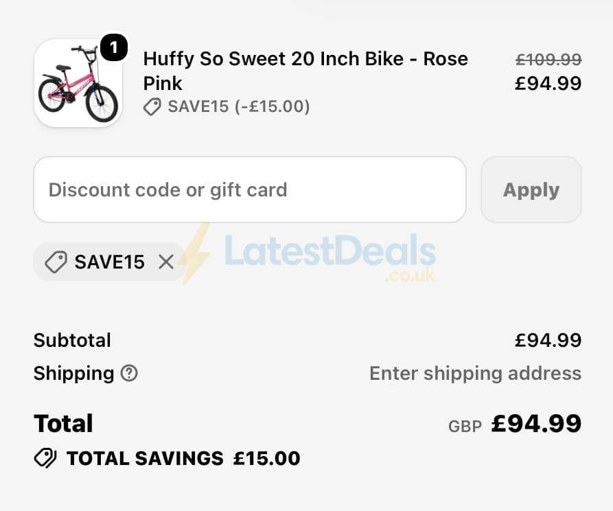 Screenshot of the True Toys discount code working