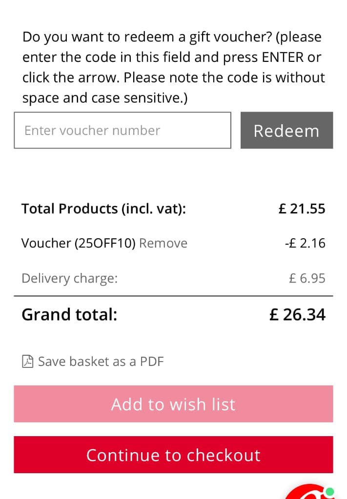 Screenshot of the GreatArt discount code working
