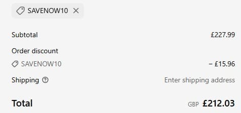Screenshot of the Bathroom Deco discount code working