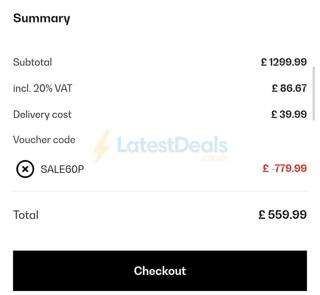 Screenshot of the Klarstein discount code working