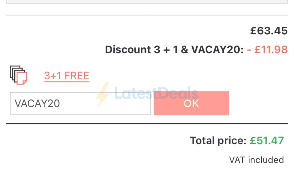 Screenshot of the UKposters discount code working