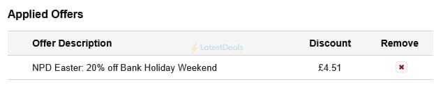 Screenshot of the NPD Nail Polish Direct discount code working