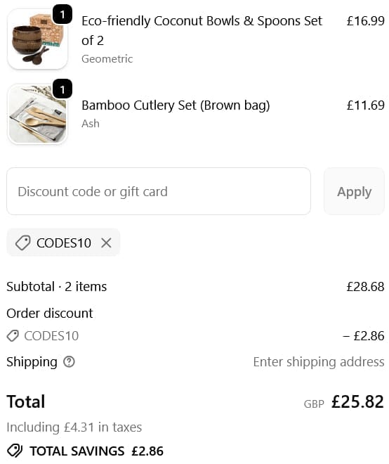 Screenshot of the Jungle Culture discount code working