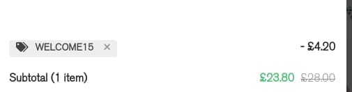 Screenshot of the Humantra discount code working