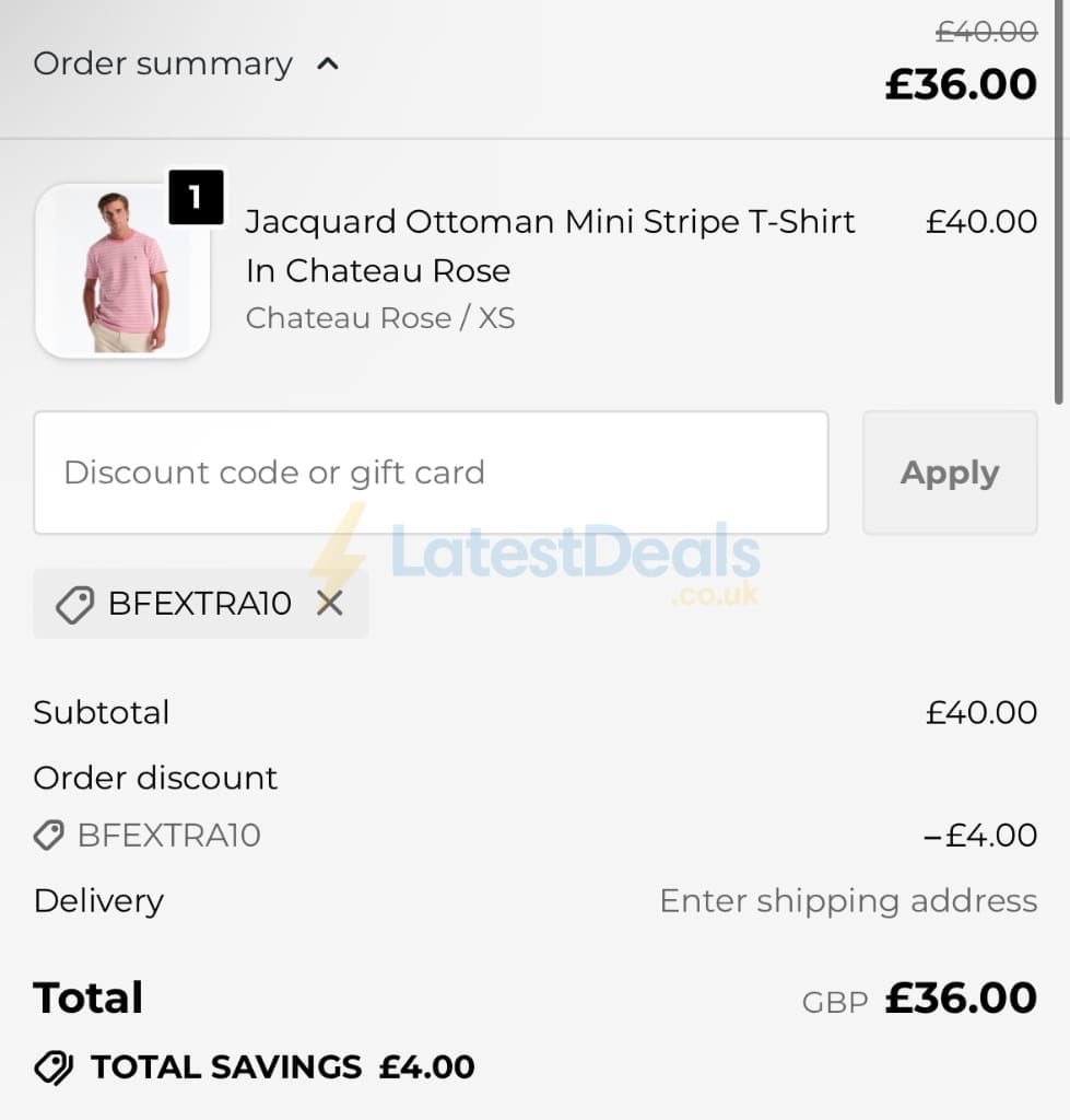 Screenshot of the Original Penguin discount code working