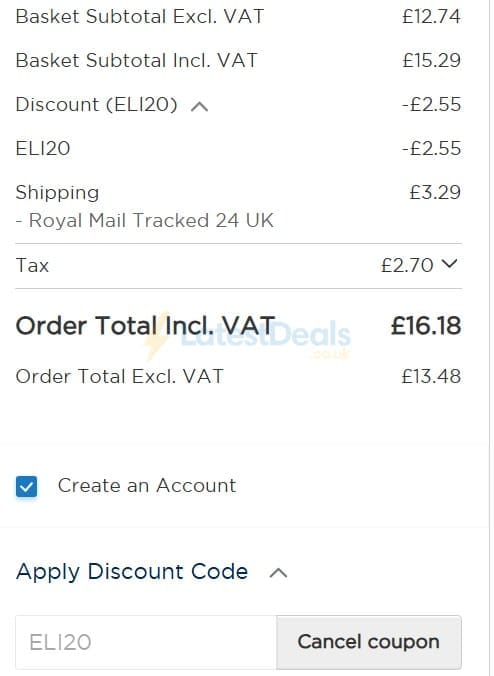 Screenshot of the BioCare discount code working