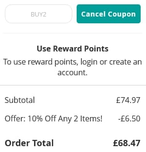 Screenshot of the Love Garden Birds discount code working