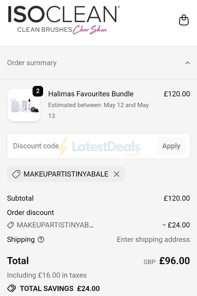 Screenshot of the ISO Clean discount code working