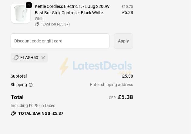 Screenshot of the Tooltime discount code working