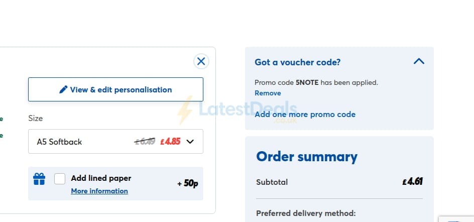 Screenshot of the cardfactory discount code working