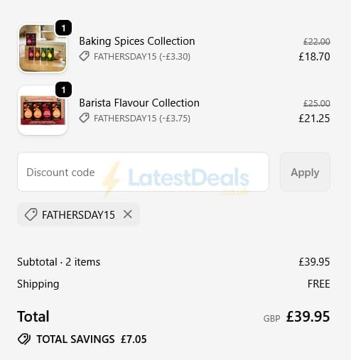 Screenshot of the Holylama discount code working