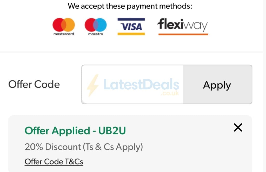 Screenshot of the Kaleidoscope discount code working