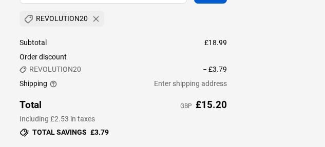 Screenshot of the Lyonsleaf discount code working