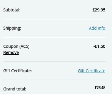 Screenshot of the Skinlight discount code working
