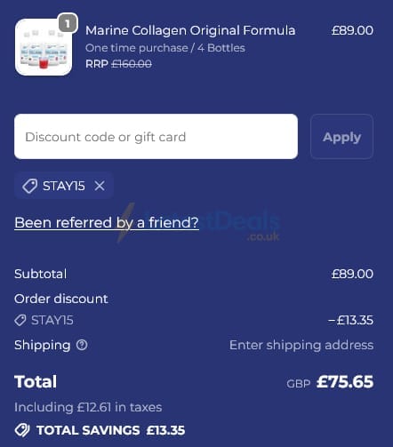 Screenshot of the Reverse Life discount code working