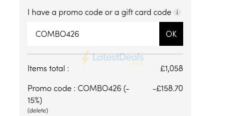 Screenshot of the Tikamoon discount code working