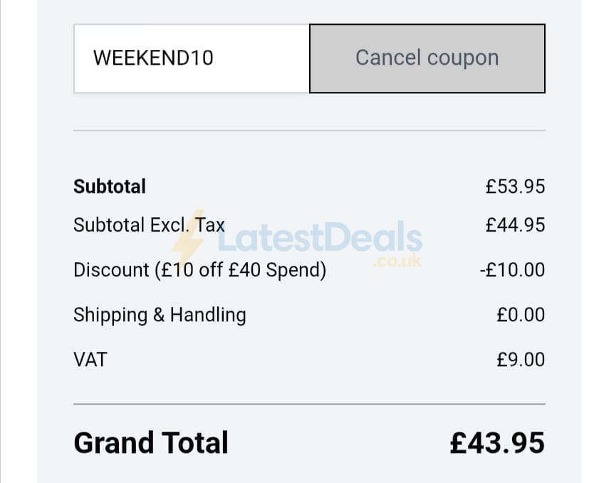 Screenshot of the WoolBox discount code working