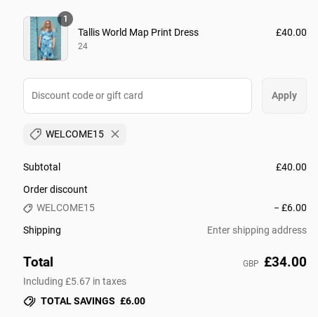 Screenshot of the Popsy Clothing discount code working