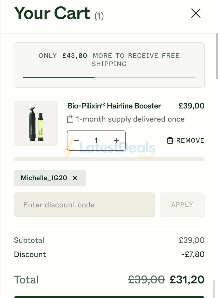 Screenshot of the Scandinavian Biolabs discount code working
