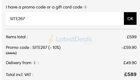 Screenshot of the Tikamoon discount code working