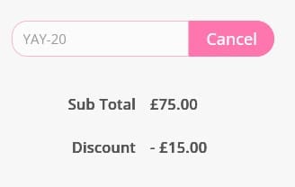 Screenshot of the Personalised Gifts Shop discount code working