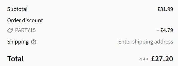 Screenshot of the Love Amber X discount code working