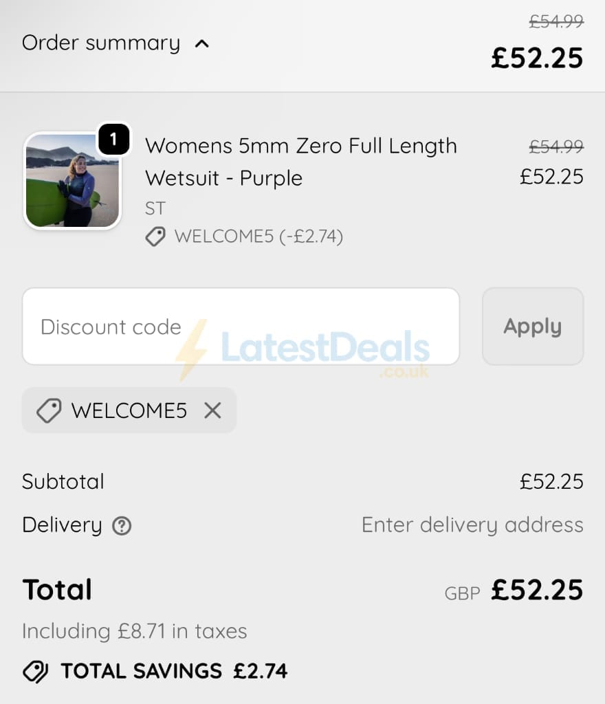 Screenshot of the Osprey Action Sports discount code working