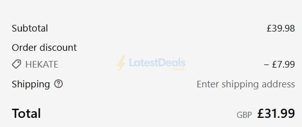 Screenshot of the Kate's Clothing discount code working