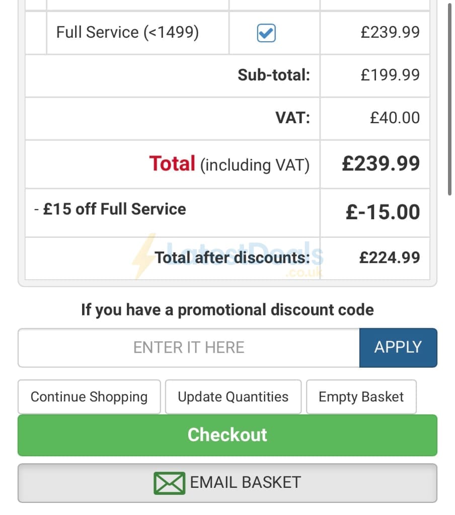 Screenshot of the National Tyres and Autocare discount code working