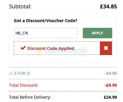 Screenshot of the Happy Beaks discount code working