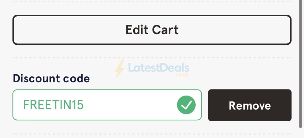 Screenshot of the Grind discount code working