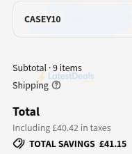 Screenshot of the Additional Lengths discount code working