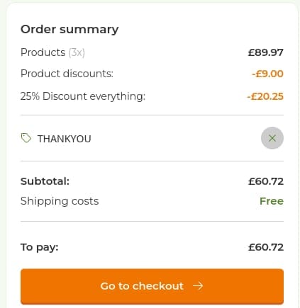 Screenshot of the VitaminExpress discount code working