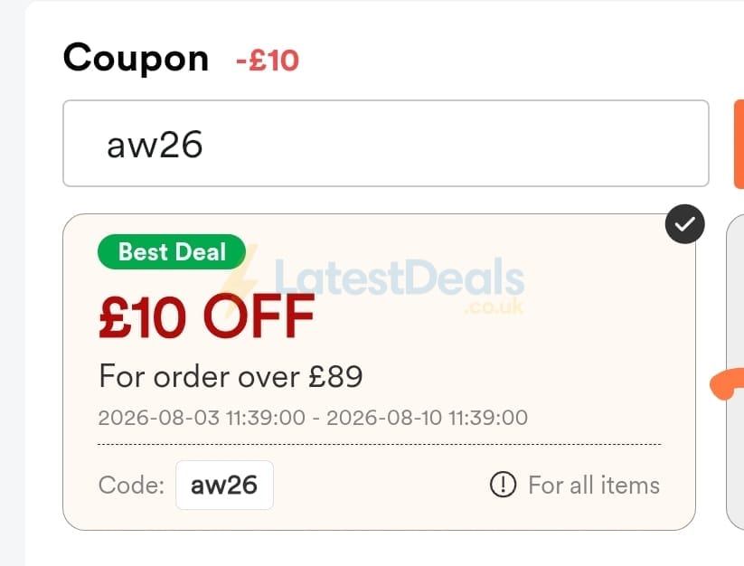 Screenshot of the Halara discount code working