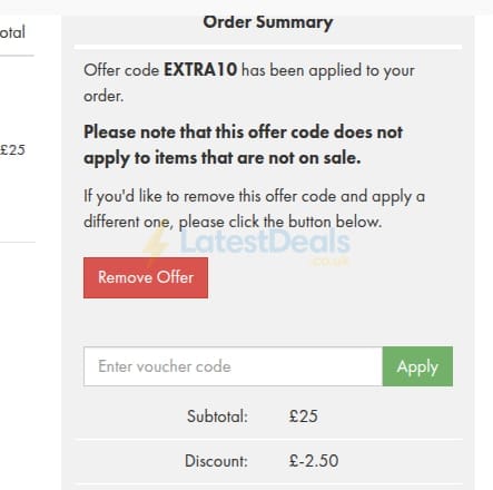 Screenshot of the Turtle Doves discount code working