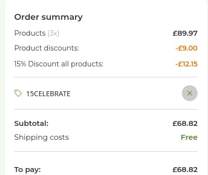 Screenshot of the VitaminExpress discount code working