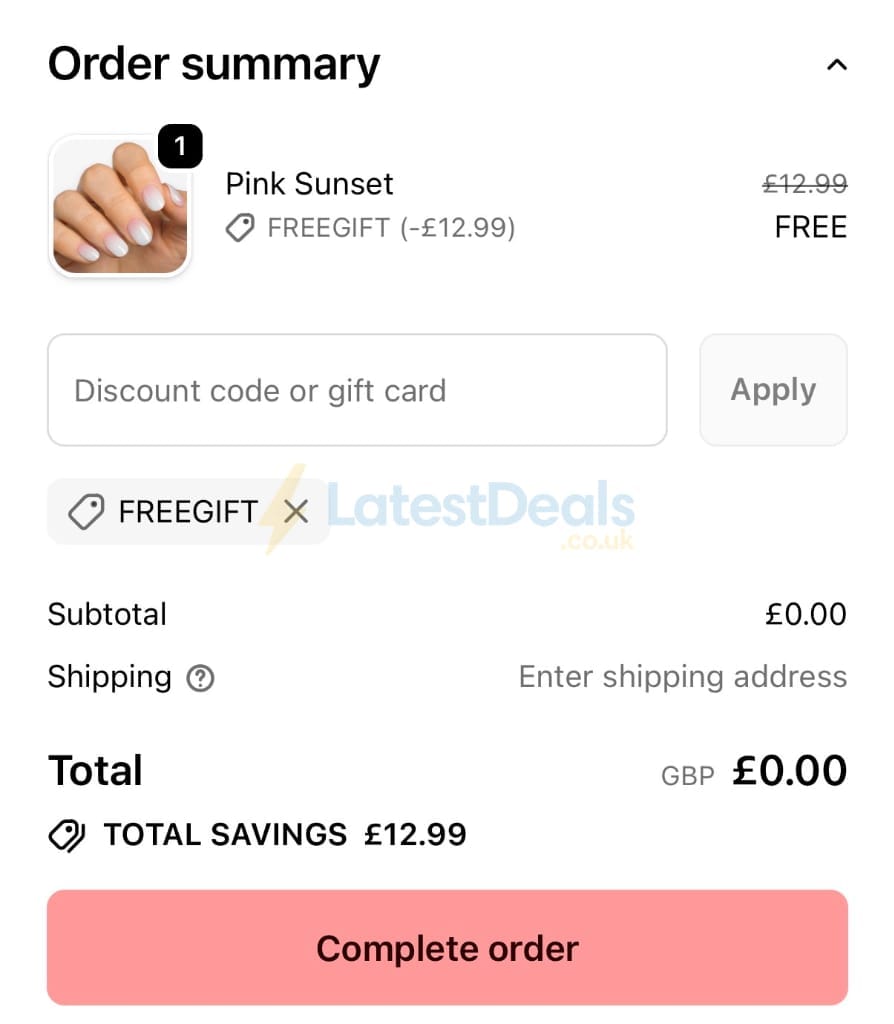 Screenshot of the MoYou London discount code working