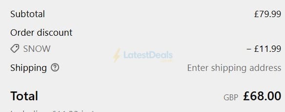 Screenshot of the Subzero discount code working