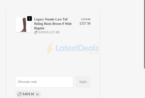 Screenshot of the Horze discount code working