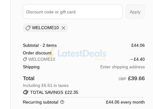 Screenshot of the Love Life Supplements discount code working